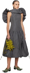 Paula Canovas Del Vas Gray Puff Midi Dress