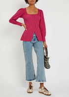 Damson Madder Clare Striped Cotton Blouse Red