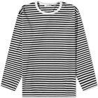 Nanamica Men's Long Sleeve Coolmax Stripe T-Shirt in Black/White