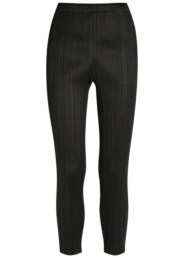 Photo: Pleats Please Issey Miyake Pleated Tapered-leg Woven Trousers Black