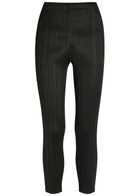 Pleats Please Issey Miyake Pleated Tapered-leg Woven Trousers Black