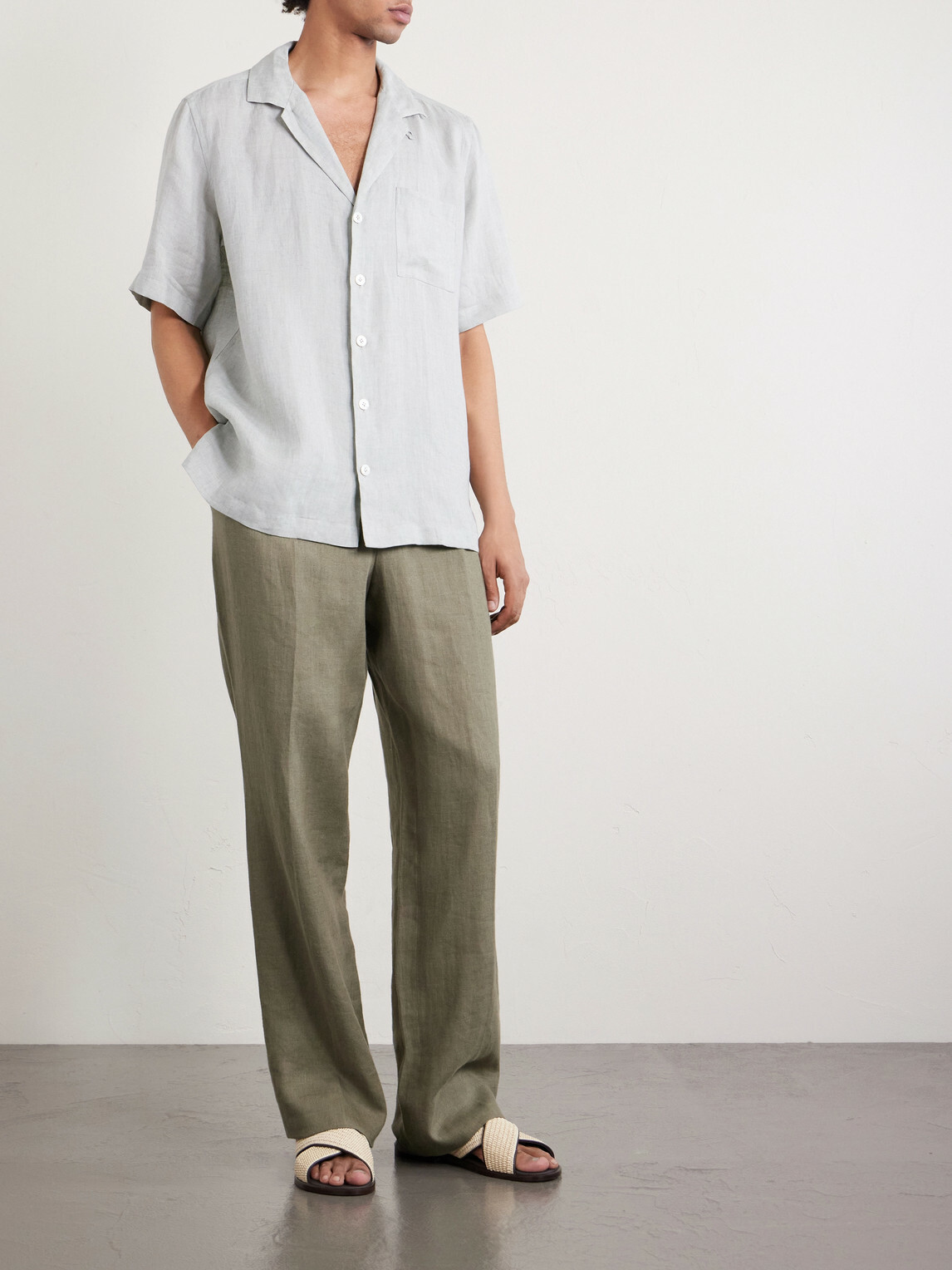 Lardini - Convertible-Collar Linen Shirt - Green