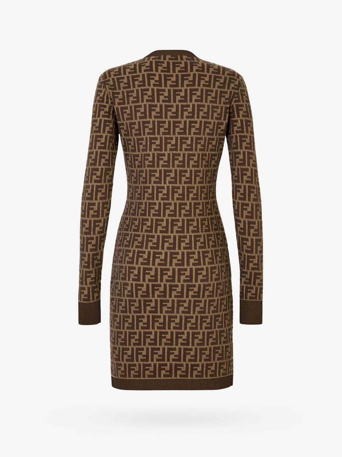 VIP【送料関税込】FENDI FF COTTON MINI DRESS FENDI knitted ff mini dress Brown Fendi