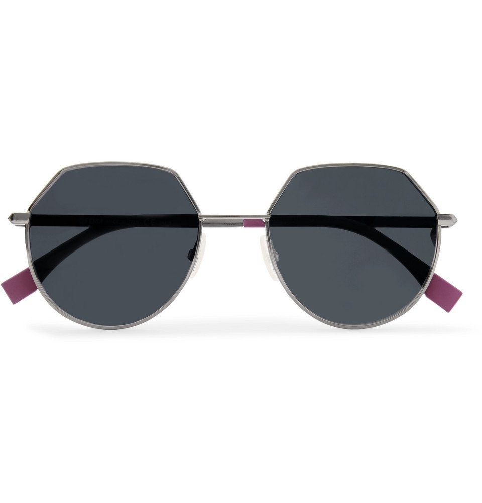 Fendi - Hexagon-Frame Gunmetal-Tone Sunglasses - Gunmetal