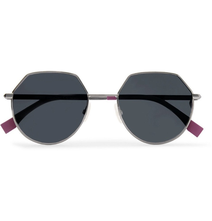 Photo: Fendi - Hexagon-Frame Gunmetal-Tone Sunglasses - Gunmetal