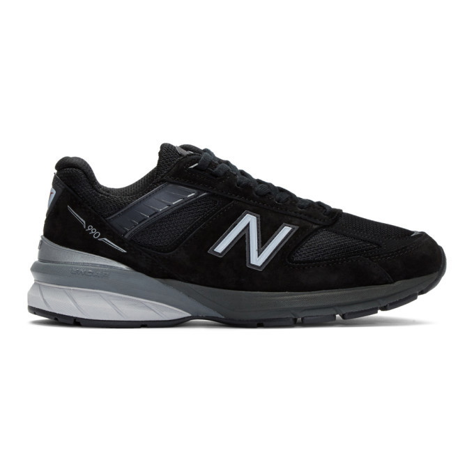 Photo: New Balance Black and Silver US Made 990 v5 Sneakers