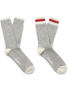Beams Plus - Rag Pack of Two Striped Ribbed Cotton-Blend Socks