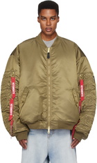 VETEMENTS Khaki Alpha Industries Edition Cargo Reversible Bomber Jacket