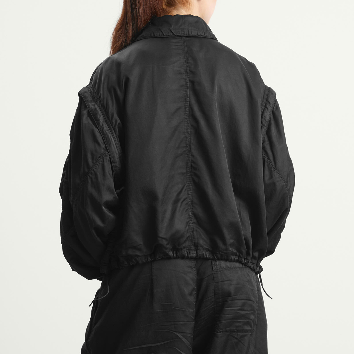 YMC Women's Heath Bomber Satin Jacket in Black