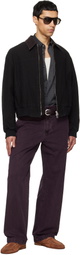 TONYWACK Black Garment Washed Western Bomber Jacket