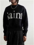 SAINT Mxxxxxx - Logo-Jacquard Brushed Mohair-Blend Sweater - Black