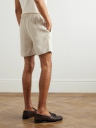 Ralph Lauren Purple label - Dorest Straight-Leg Pleated Silk and Linen-Blend Drawstring Shorts - Neutrals