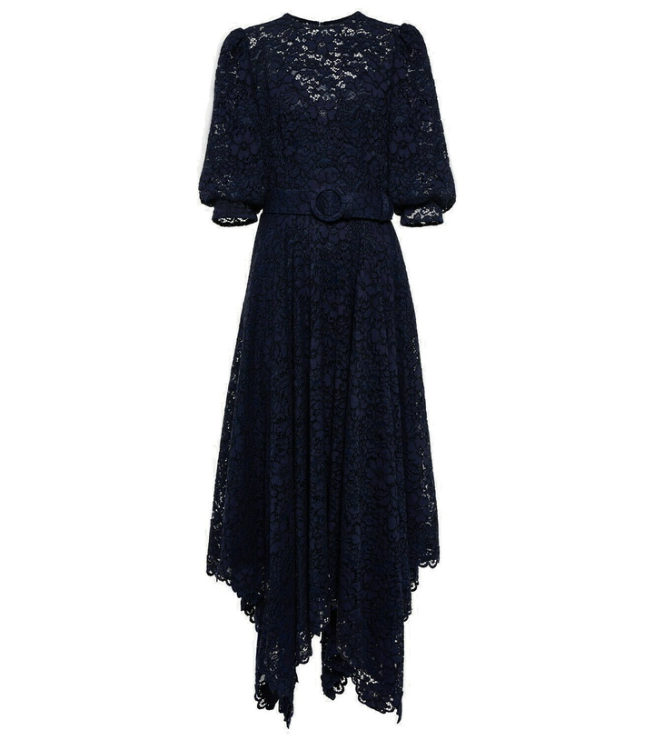 Photo: Costarellos Belted lace midi dress