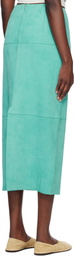 AURALEE Blue Lamb Suede Midi Skirt