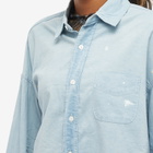 R13 Women's Boxy Button-Up Shirt in Vintage Blue Chambray