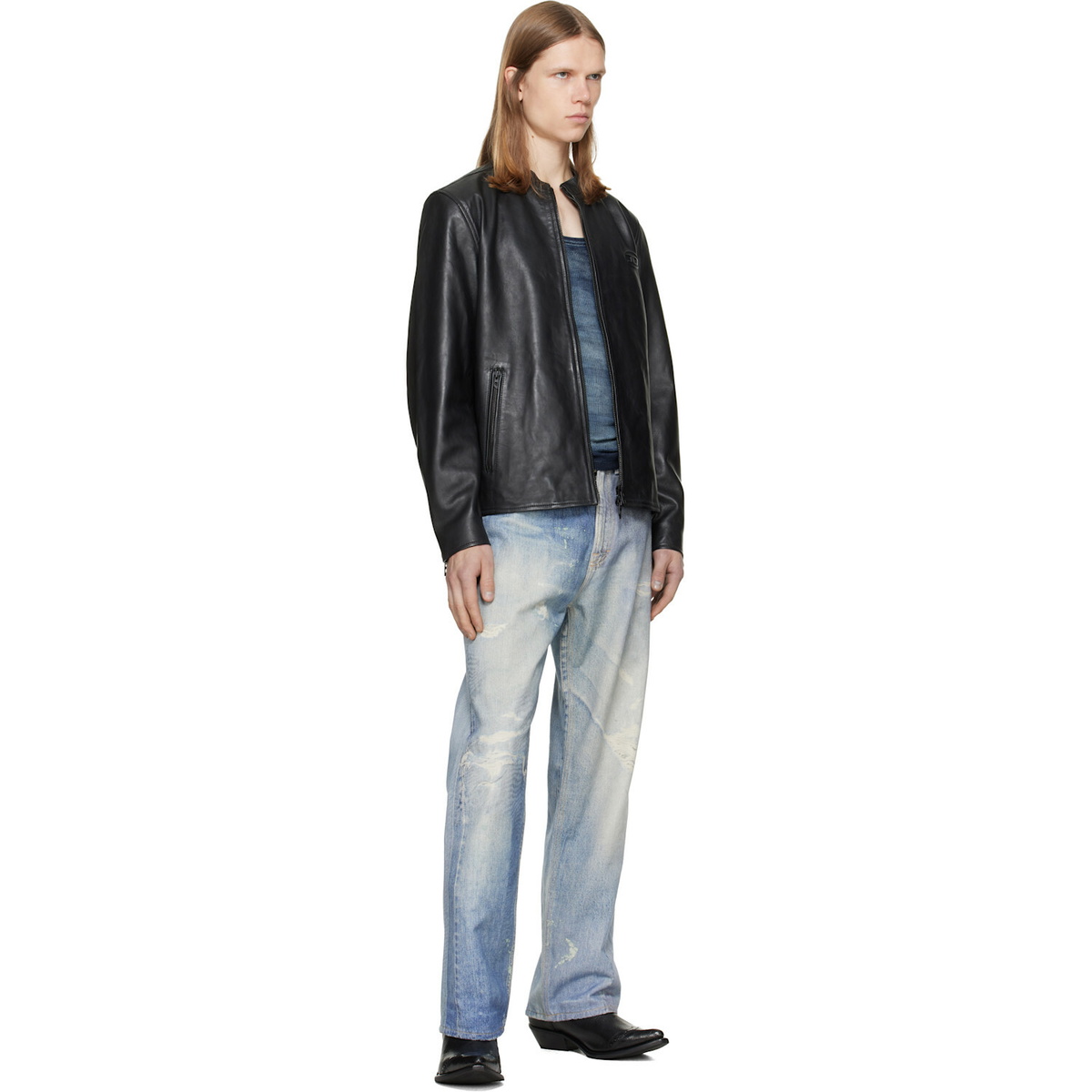 Diesel Black L-Tad-Wrd Leather Jacket