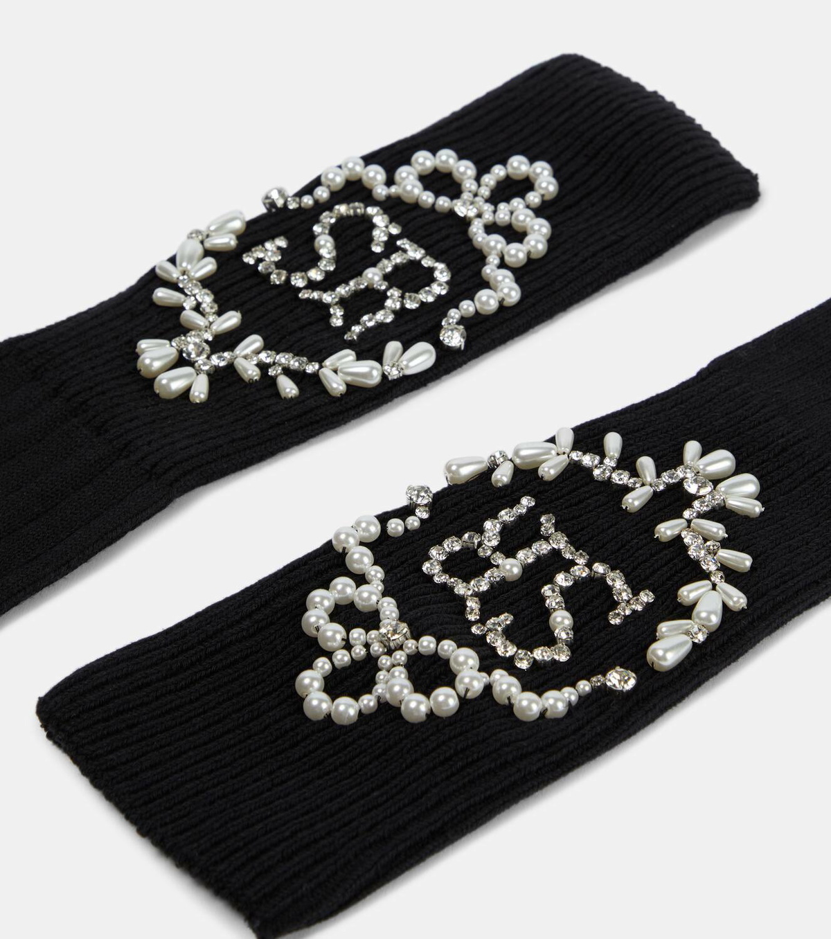 Simone Rocha Embellished cotton-blend fingerless gloves