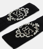 Simone Rocha Embellished cotton-blend fingerless gloves
