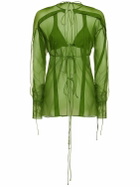 CHRISTOPHER ESBER - Silk Chiffon Open Blouse Shirt & Bra Set