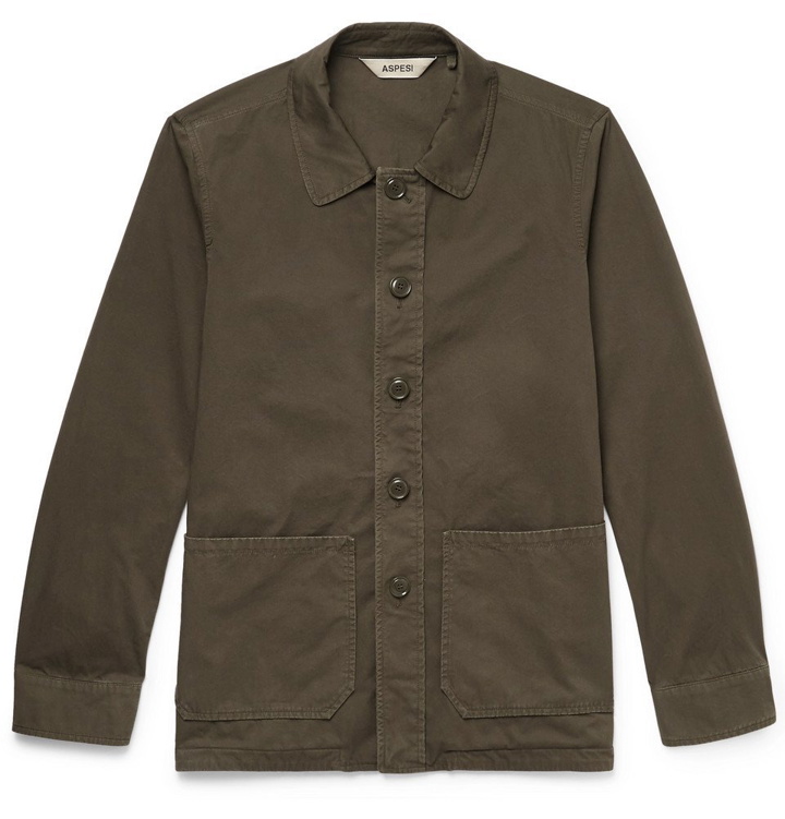 Photo: Aspesi - Garment-Dyed Cotton-Twill Shirt Jacket - Green