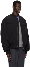 Solid Homme Black Biker Bomber Jacket
