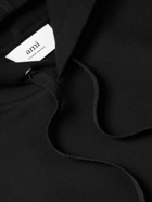 AMI PARIS - Logo-Embroidered Jersey Hoodie - Black