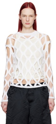 Black Comme des Garçons White Cutout Sweater