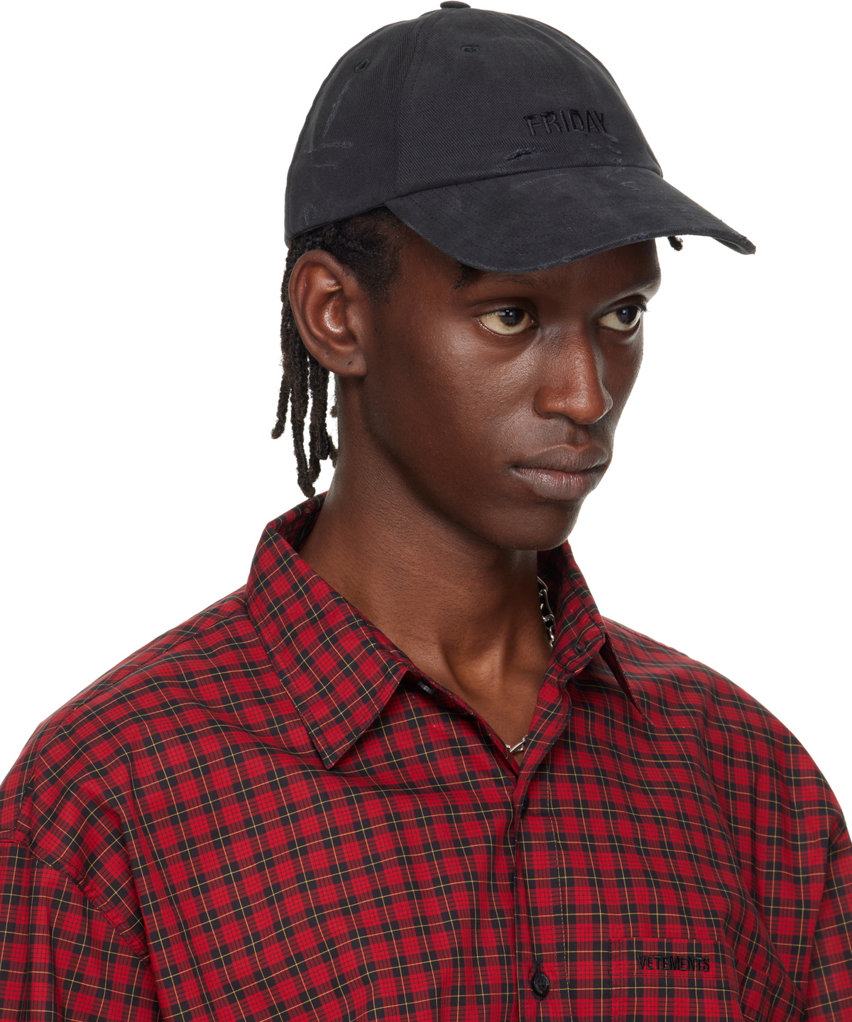 VETEMENTS Black Friday Distressed Cap