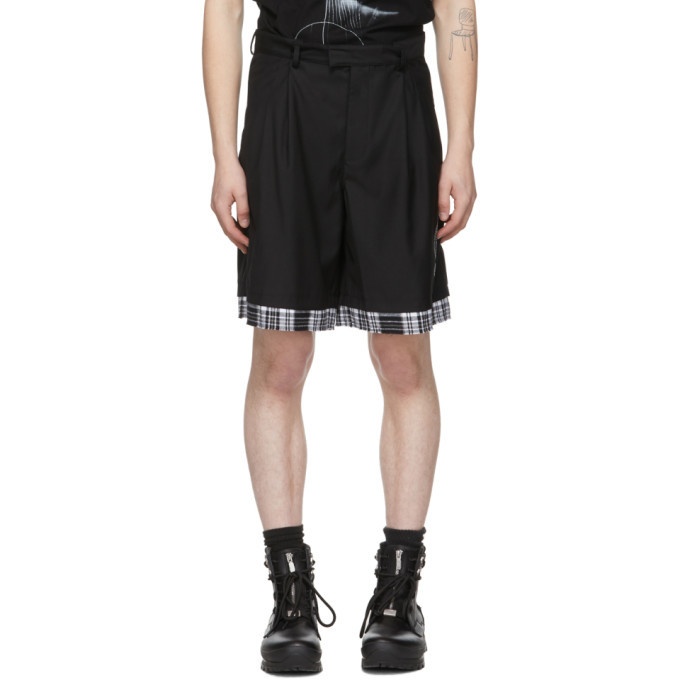 Photo: C2H4 Black My Own Private Planet Sequin Layered Tailored Shorts