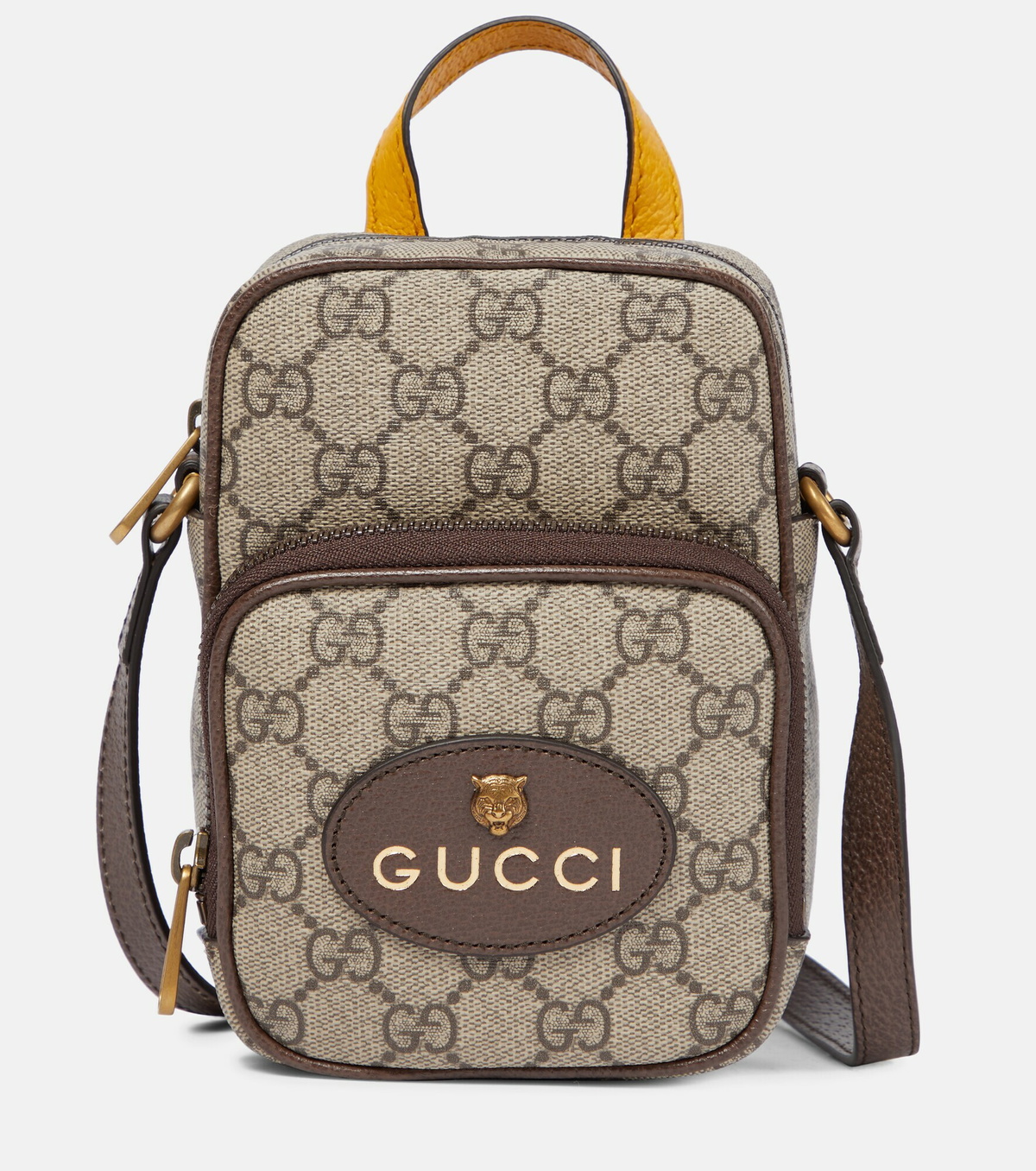 GUCCI GG Retro mini leather-trimmed printed coated-canvas shoulder