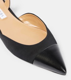 Aquazzura Leather-trimmed slingback flats