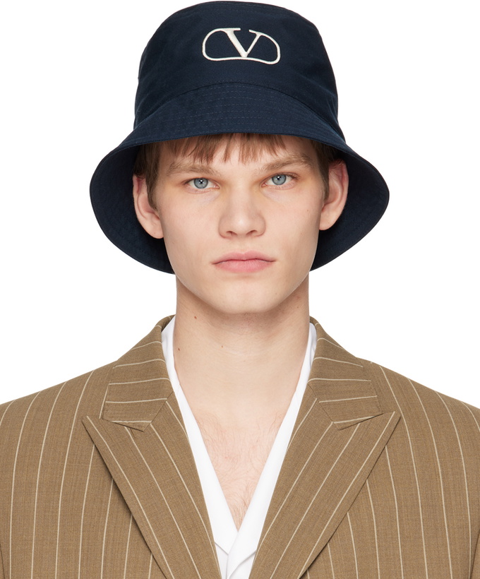 Photo: Valentino Garavani Navy VLogo Bucket Hat