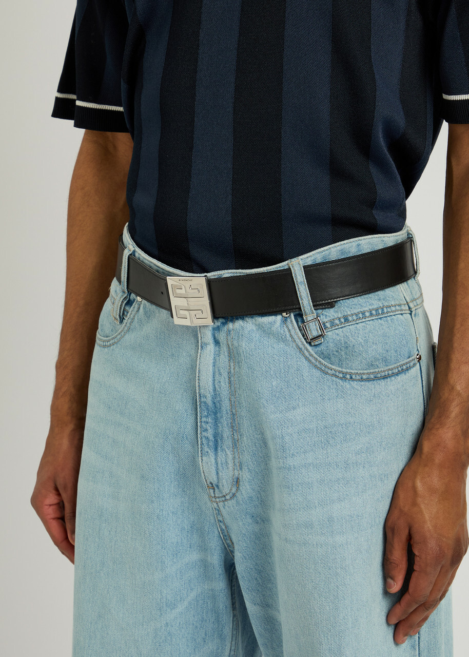 Givenchy Logo Embossed Leather Belt Black