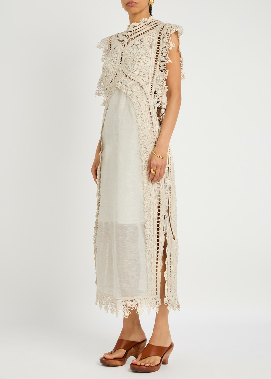Zimmermann Illuminate Cornelli Linen-blend Midi Dress Cream