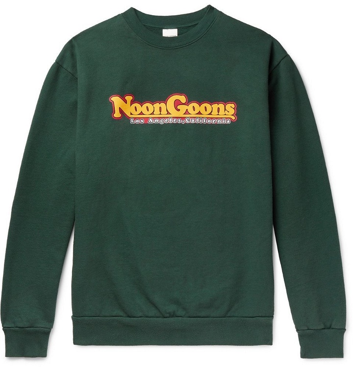 Photo: Noon Goons - Logo-Print Fleece-Back Cotton-Jersey Sweatshirt - Green