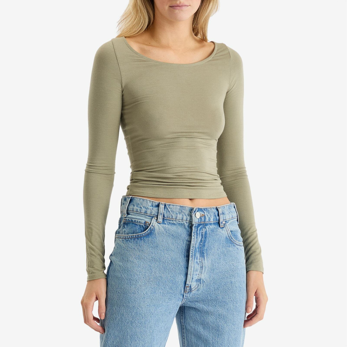 Joah Brown Women's Boatneck Long Sleeve Top in Sage