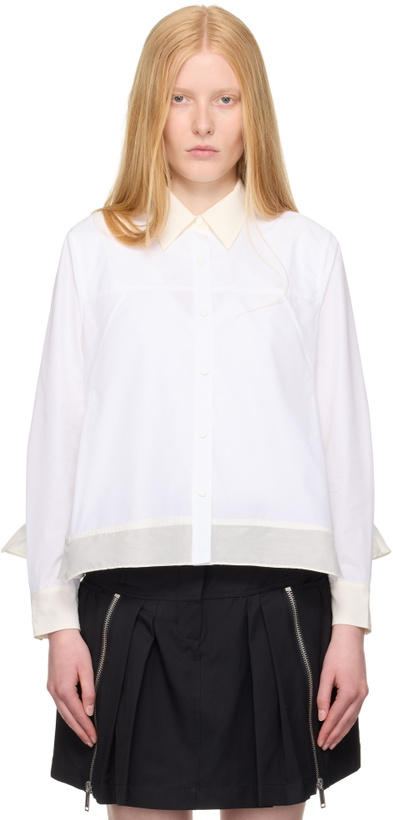 Photo: 3.1 Phillip Lim White Long Sleeve Flounce Hem Shirt