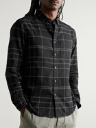 Club Monaco - Slim-Fit Button-Down Collar Checked Cotton-Flannel Shirt - Black