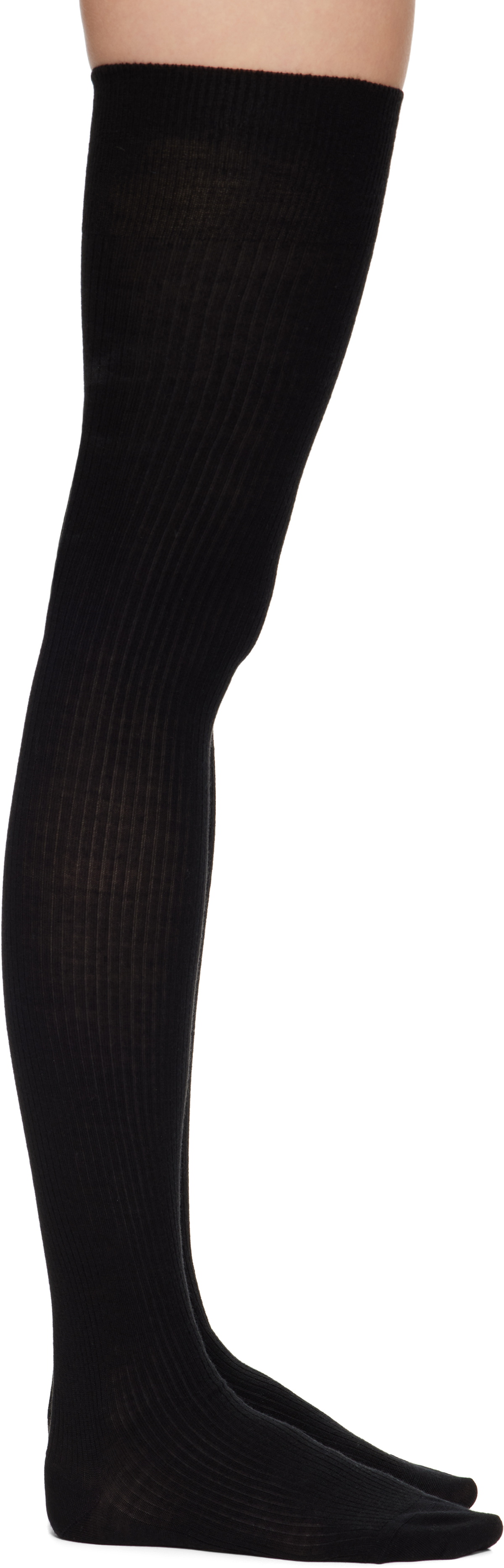 CDLP Black Over Knee Wool Rib Socks