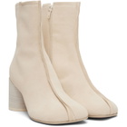 MM6 Maison Margiela Off-White Suede Anatomic Stitch Toe Ankle Boots