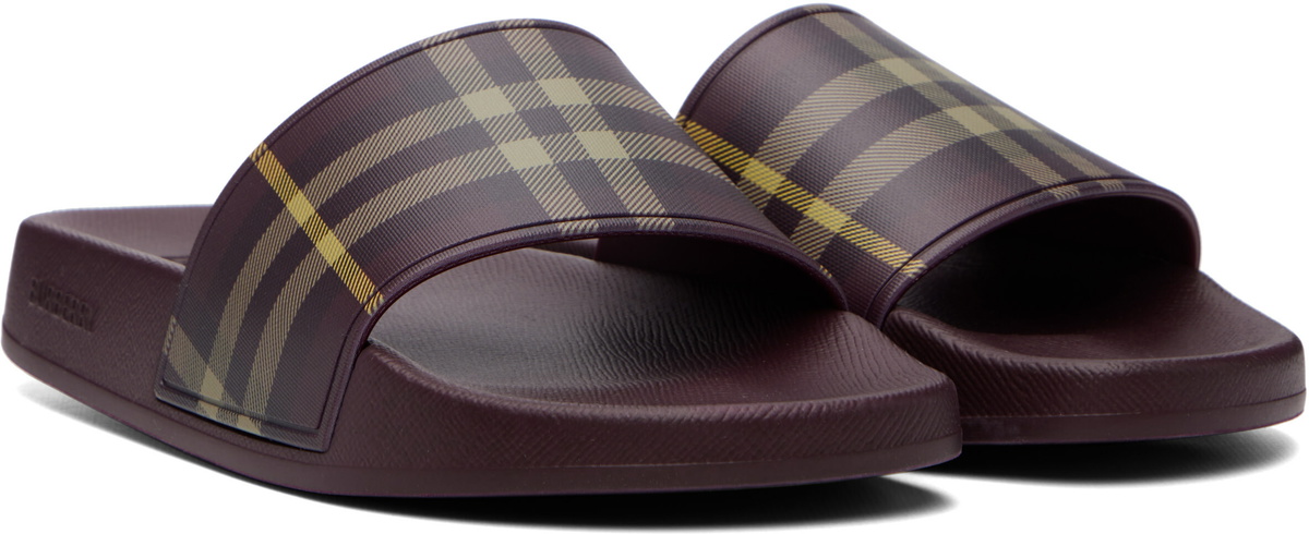 Burberry Burgundy Check Slides