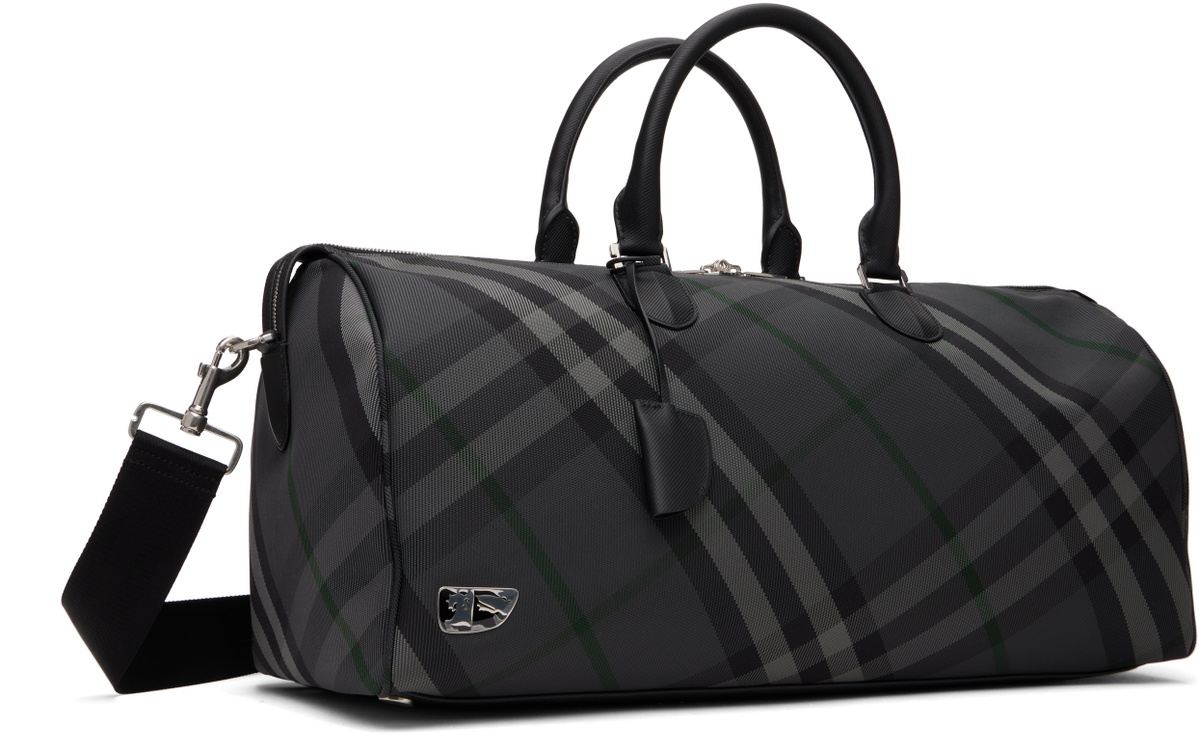 Burberry Gray Grid Duffle Bag Burberry