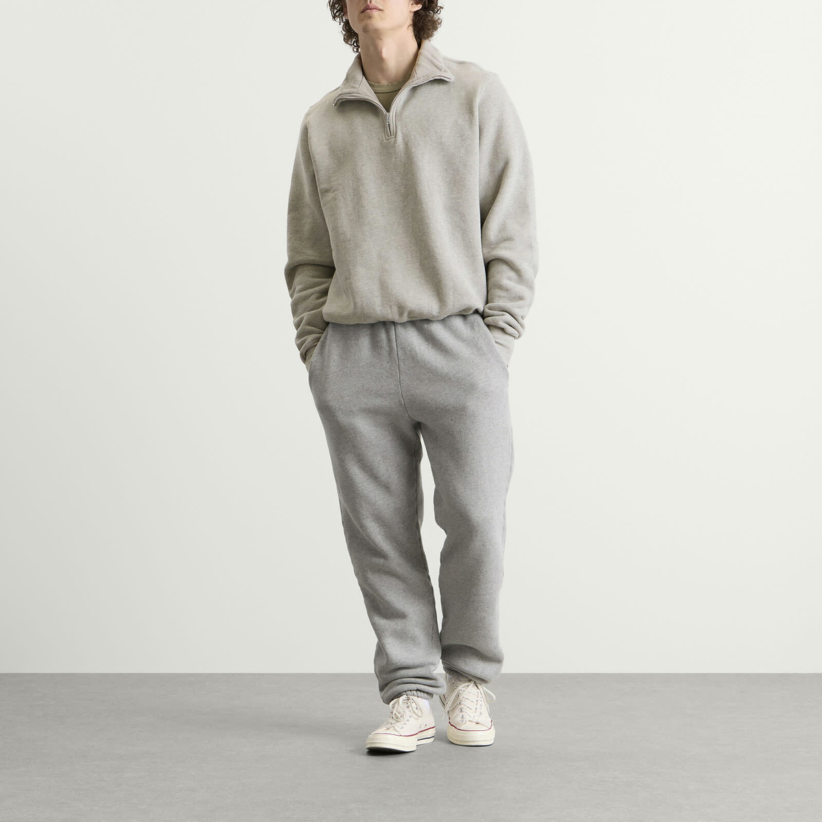 Les Tien Men's Heavyweight Half Zip Yacht Pullover in Heather Grey