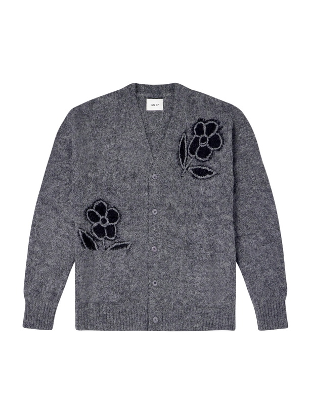 Photo: NN07 - Kyle 60021 Embroidered Intarsia-Knit Brushed Alpaca-Blend Cardigan - Gray