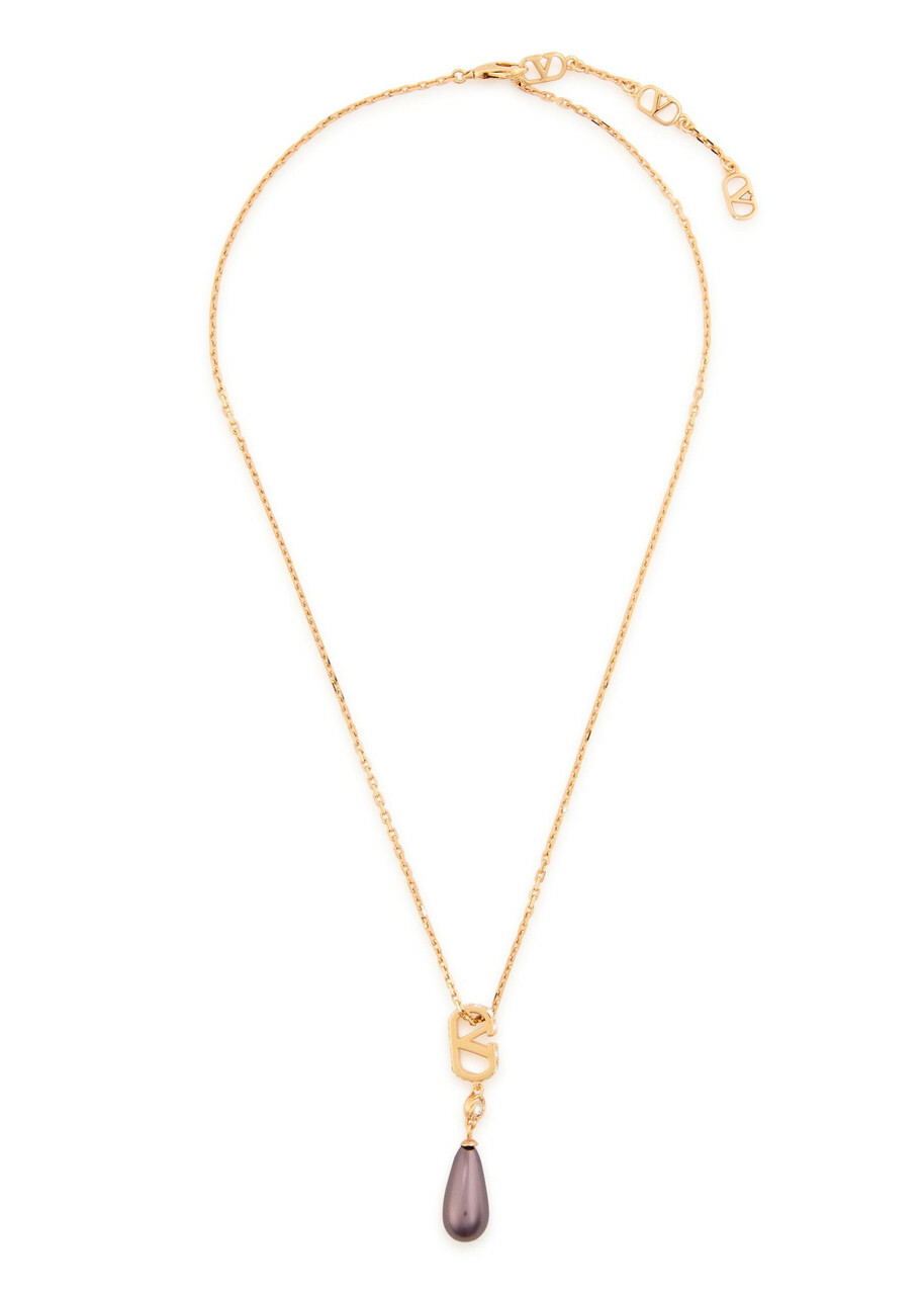 Valentino Vlogo Crystal-embellished Necklace - Gold - One Size