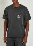 Duke And Dexter Pocket Washed Printed Cotton T-shirt Black