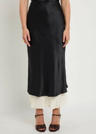 Reformation Marcia Colour-blocked Silk Midi Skirt Black