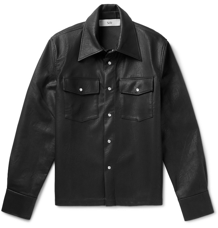 Photo: Séfr - Matsy Faux Leather Shirt Jacket - Black