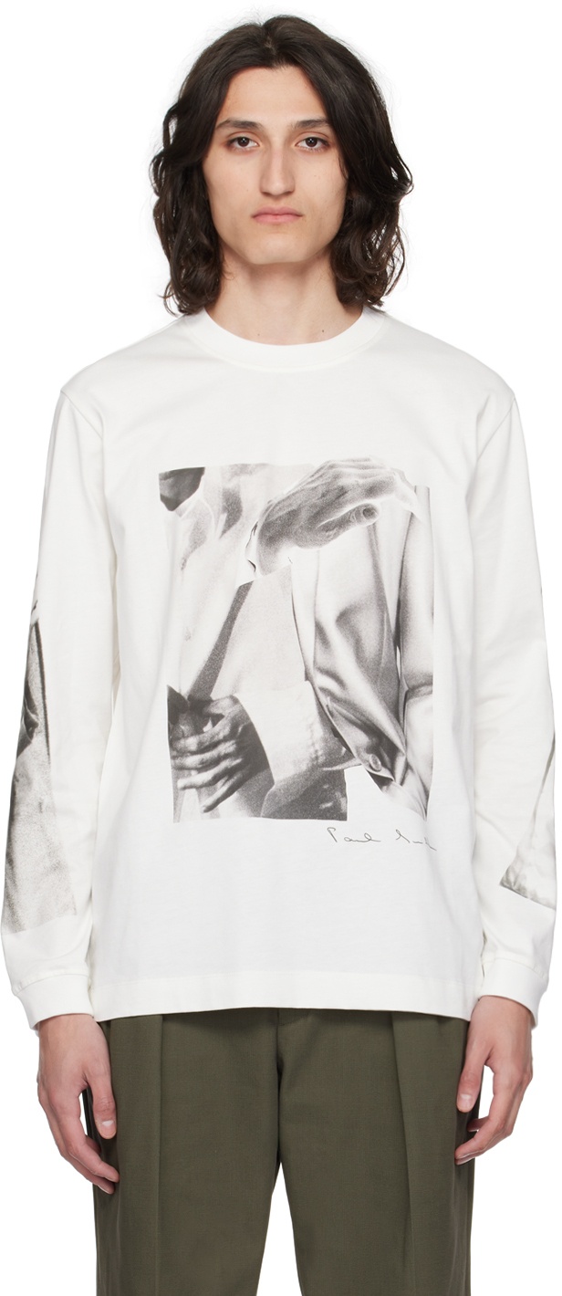 Photo: Paul Smith Off-White Printed Long Sleeve T-Shirt