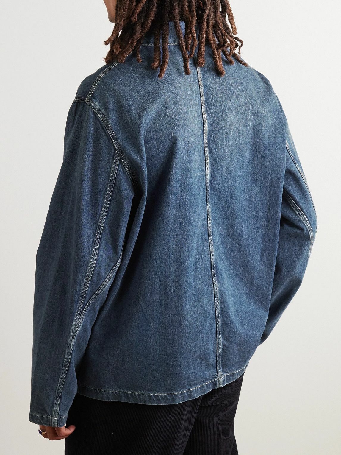 YMC - Labour Embroidered Denim Chore Jacket - Blue YMC